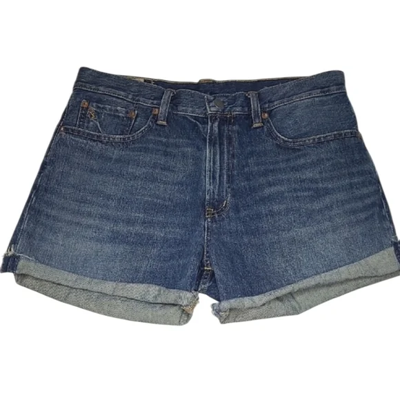 SZ11 Polo Ralph Lauren Denim Jean Shorts w/ Leather Patch - Picture 1 of 11